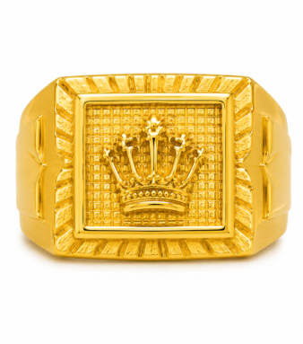 22K Gold Men's Royal Crown Signet Ring