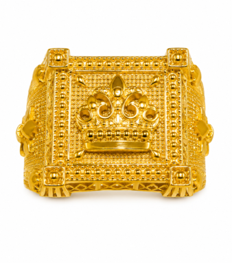 22K Gold Crown Design Men's Ring