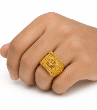 22K Gold Royal Crown Square Ring