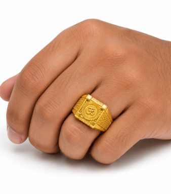 22K Gold Men's Om Signet Ring