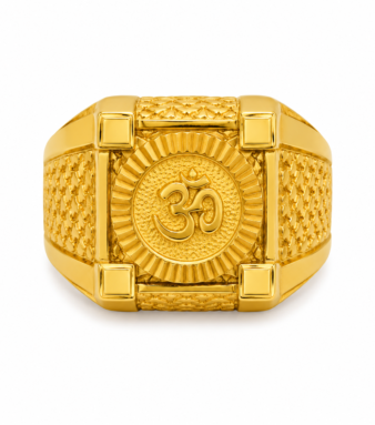 22K Gold Men's Om Signet Ring