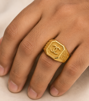 22K Gold Men's Classic Designer Signet Ring