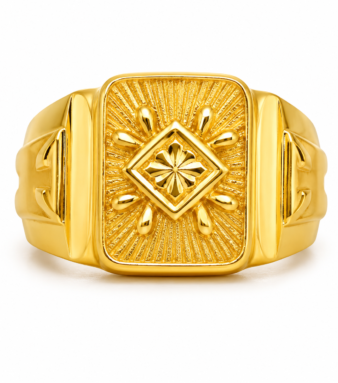 22K Gold Men's Radiant Signet Ring