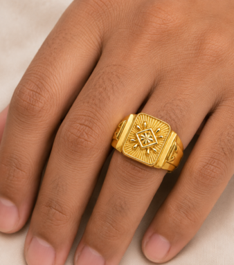22K Gold Men's Radiant Signet Ring