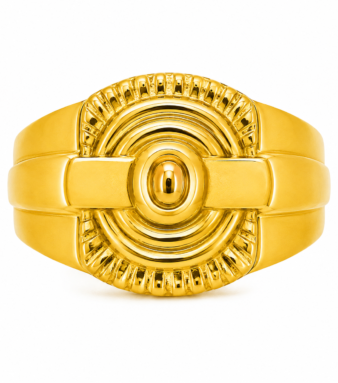 22K Gold Men's Classic Circle Signet Ring