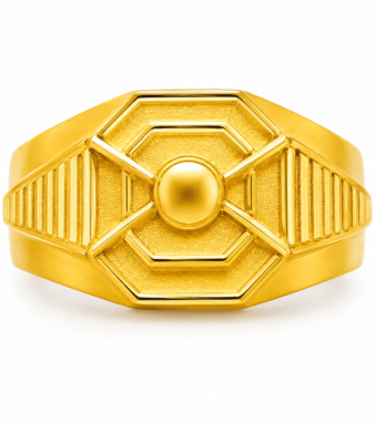 22K Gold Men's Geometric Signet Ring