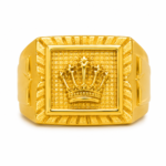 22K Gold Men's Royal Crown Signet Ring