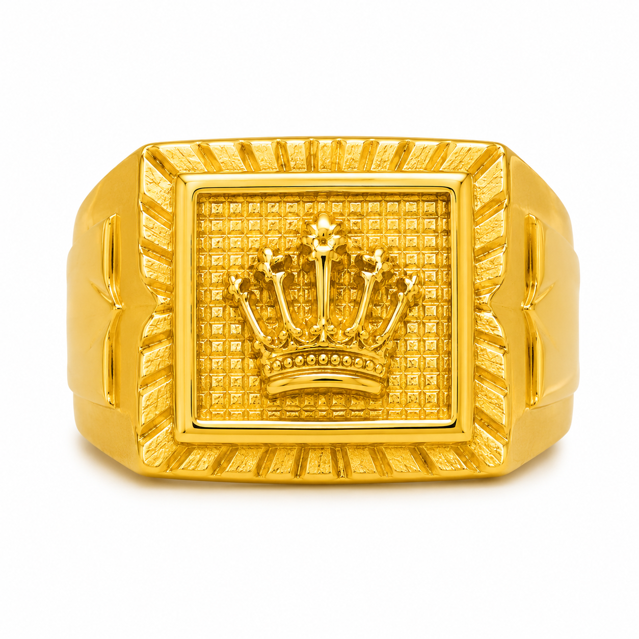 22K Gold Men's Royal Crown Signet Ring
