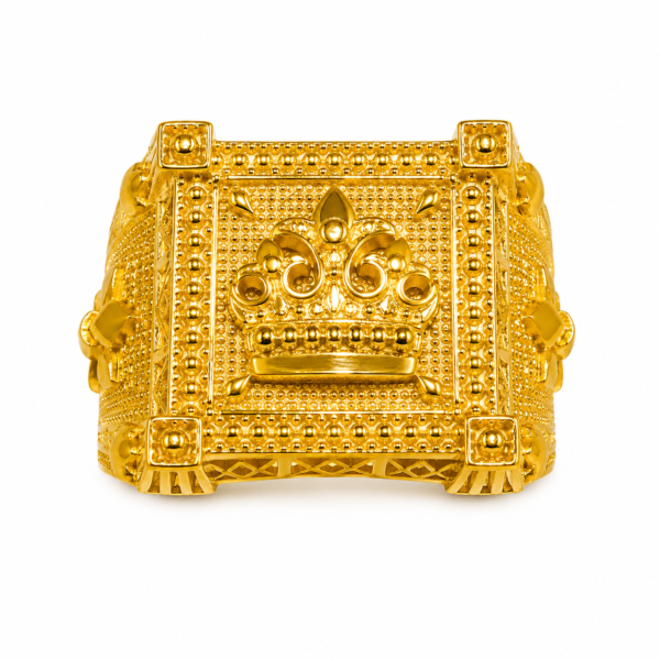 22K Gold Crown Design Men's Ring