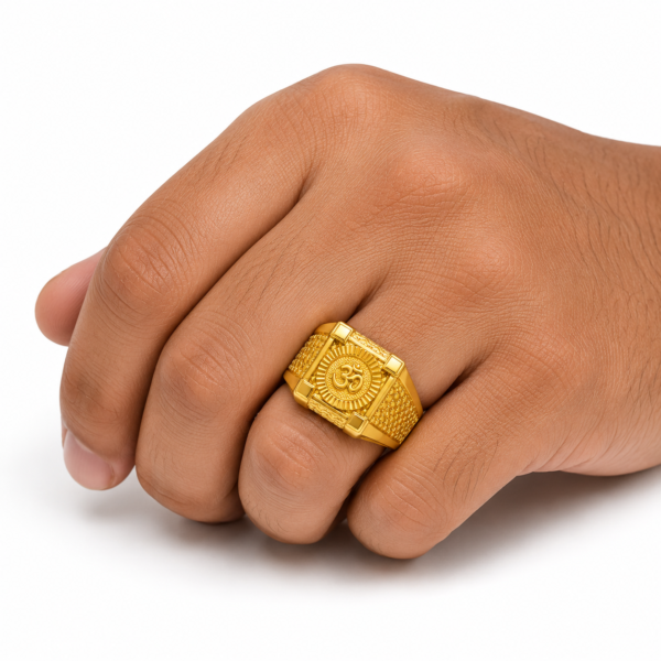 22K Gold Men's Om Signet Ring