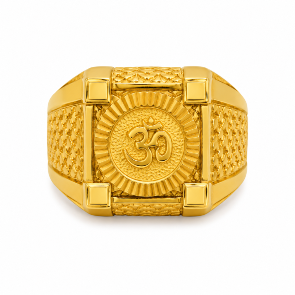 22K Gold Men's Om Signet Ring