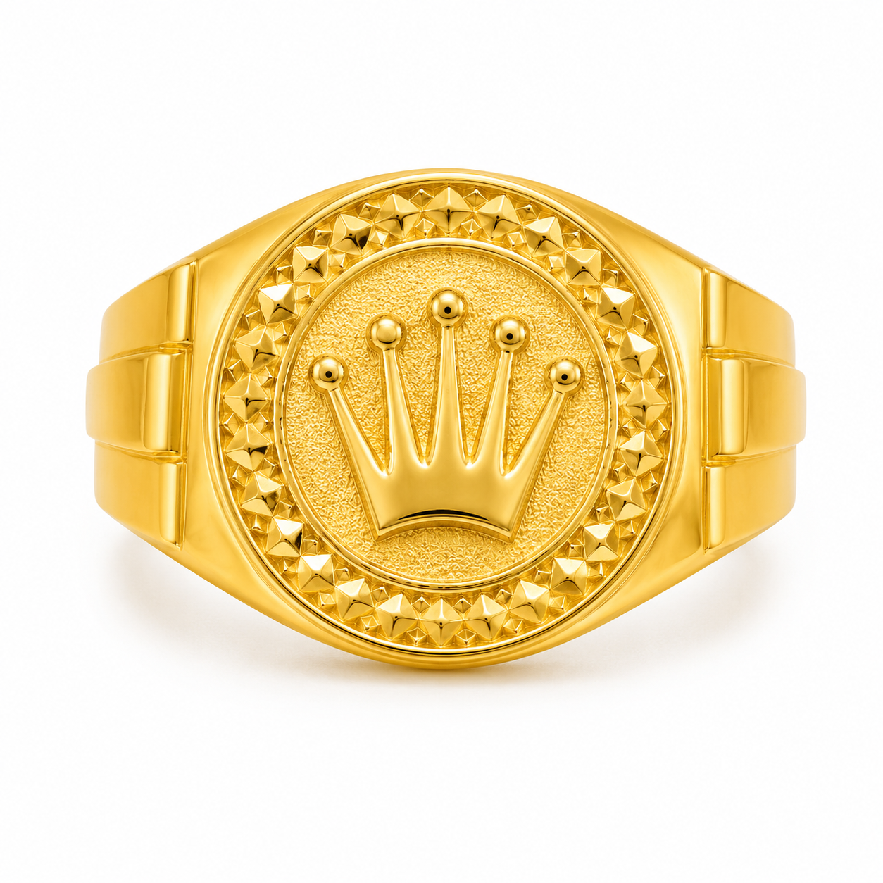 22K Gold Men's Royal Crown Signet Ring