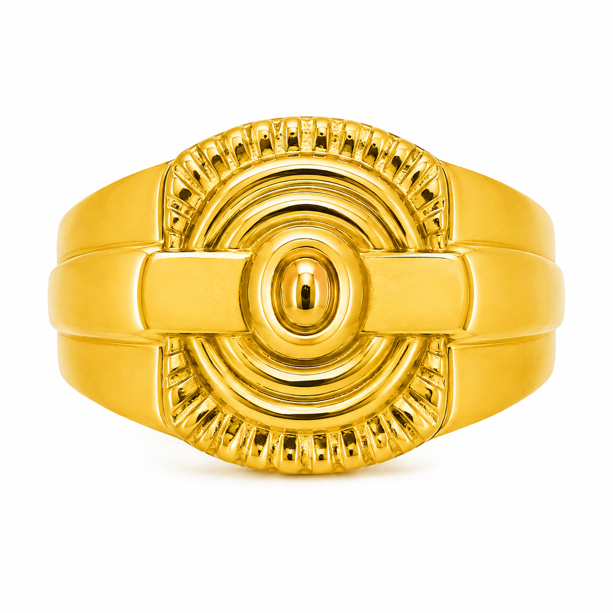 22K Gold Men's Classic Circle Signet Ring