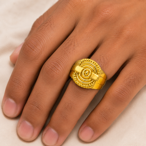 22K Gold Men's Classic Circle Signet Ring