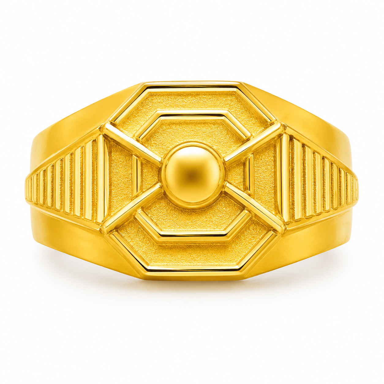 22K Gold Men's Geometric Signet Ring