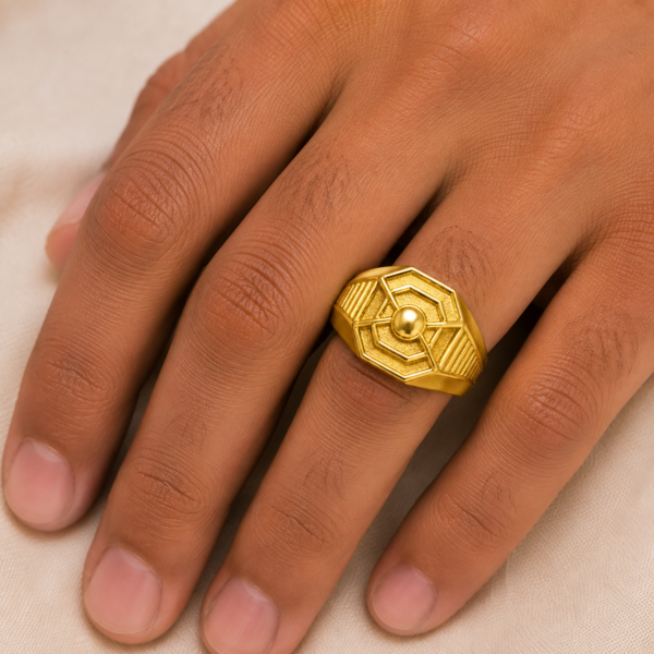 22K Gold Men's Geometric Signet Ring