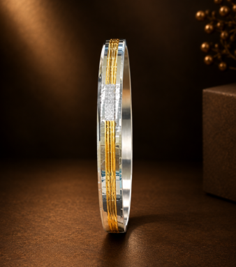 Regal Dual-Tone Textured Silver Men’s Kada