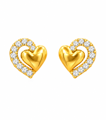 9K Gold Heart Embrace Pave Stud