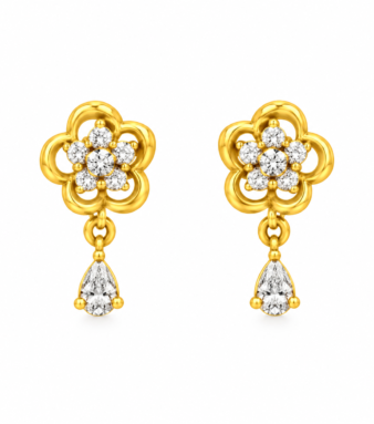 9K Gold Floral Cluster Bloom Drop Stud