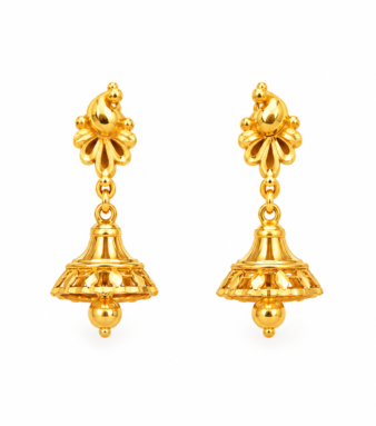 22K Gold Floral Bell Jhumka