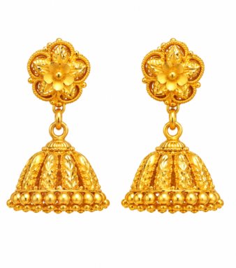 22K Gold Floral Charm Jhumka