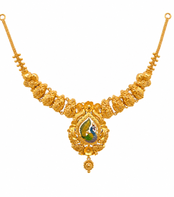 22K Gold Peacock Pendant Necklace
