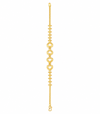 22K Gold Elegant Heart-Link Women’s Bracelet