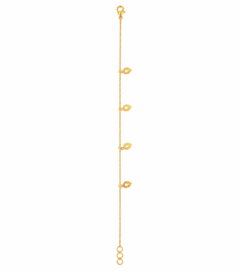 22K Gold Delicate Leaf Charm Women’s Bracelet