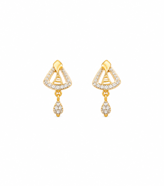 9K Gold geometric stone drop studs