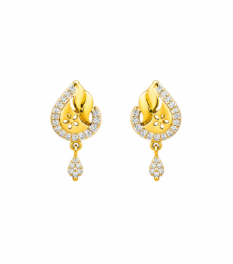 9K Gold Flora Swirl Stone Drop Studs