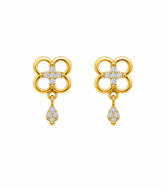 9K Gold Blossom Stone Drop Stud