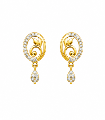 9K Gold Nova Circle Stone Drop Studs