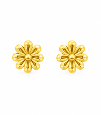 9K Gold Floral Petal Stud
