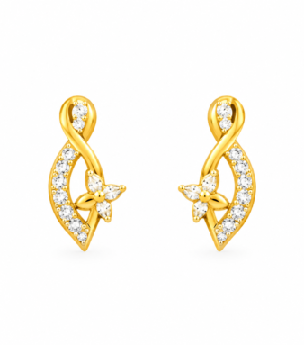 9K Gold Graceful Twisted Leaf Stud