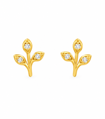 9K Gold Elegant Floral Leaf Stud