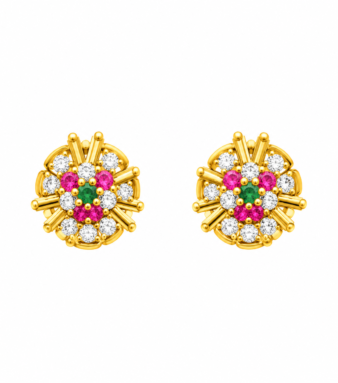 9K Gold Radiant Bloom Multicolour Stone Stud