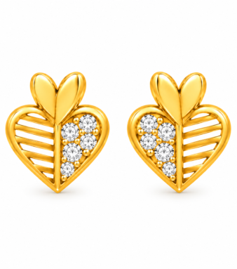 9K Gold Leaf Vein Stone Stud