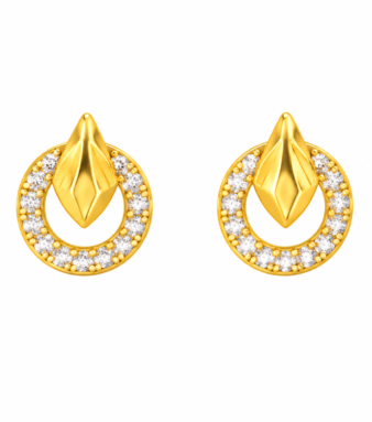 9K Gold Golden Flame Halo Stone Stud