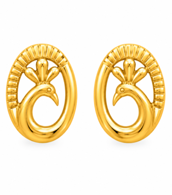 9K Gold Aurora Oval Swirl Stud