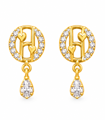 9K Gold Celeste Circle Stone Drop Stud