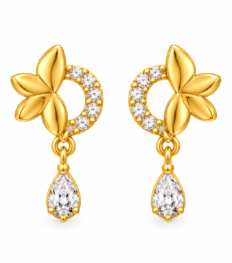 9K Gold Butterfly Bloom Stone Drop Stud
