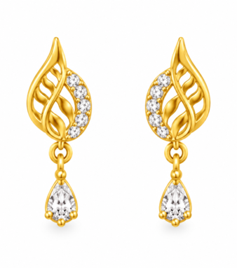 9K Gold Celestial Leaf Drop Stud