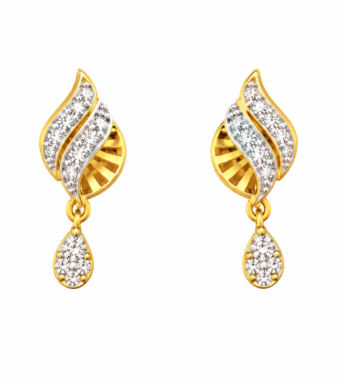 9K Gold Leaf Cascade Drop Stud