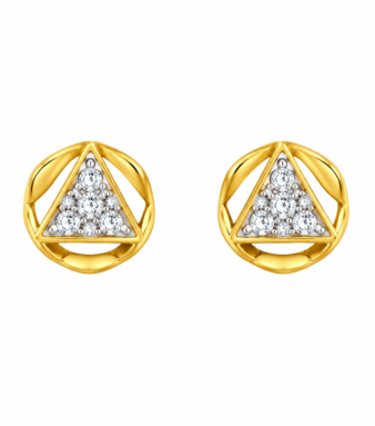 9K Gold Triangular Halo Sparkle Stud