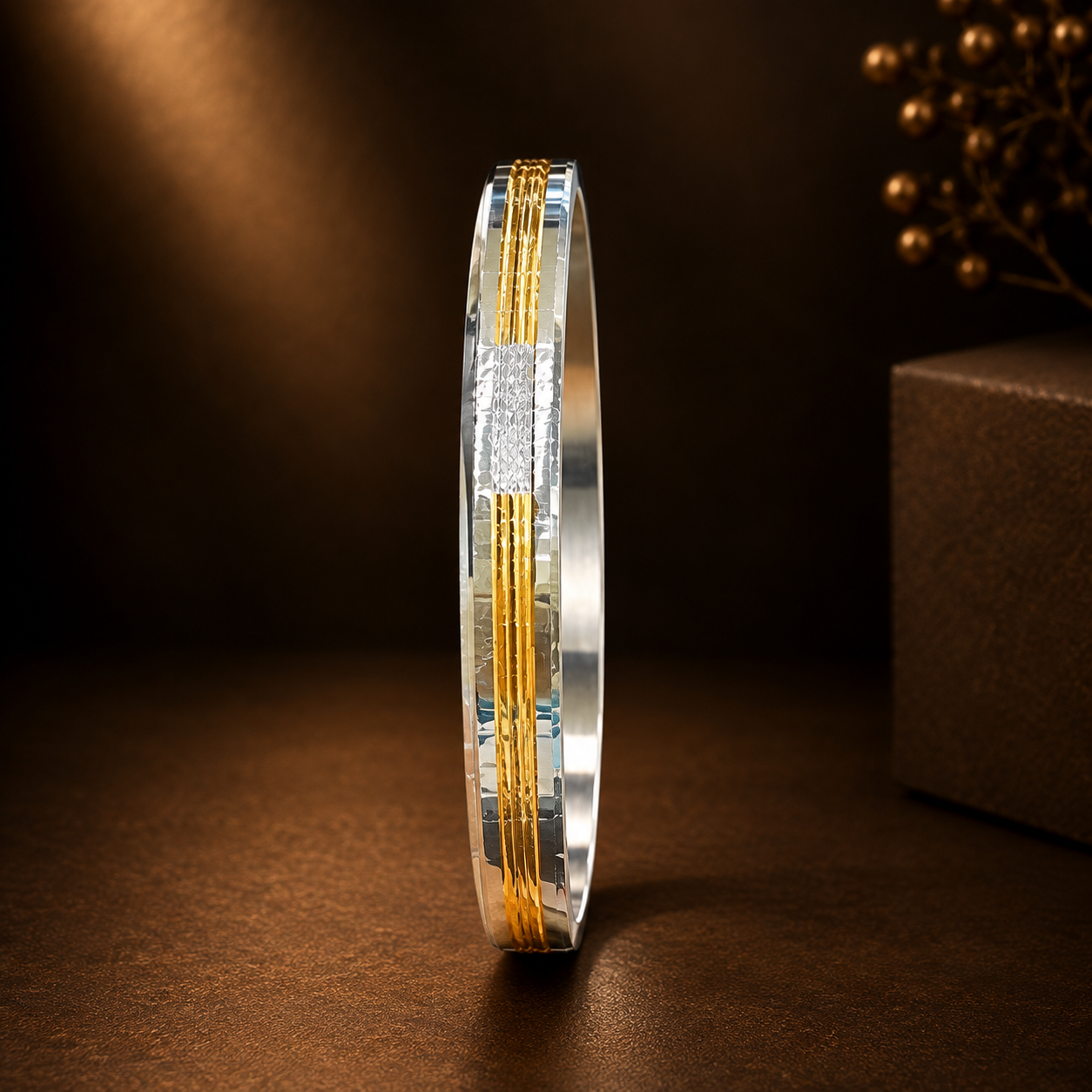 Regal Dual-Tone Textured Silver Men’s Kada
