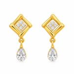 9K Gold Diamond Square Frame Drop Stud