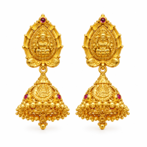 22K Gold Lakshmi Devi Temple Jhumka