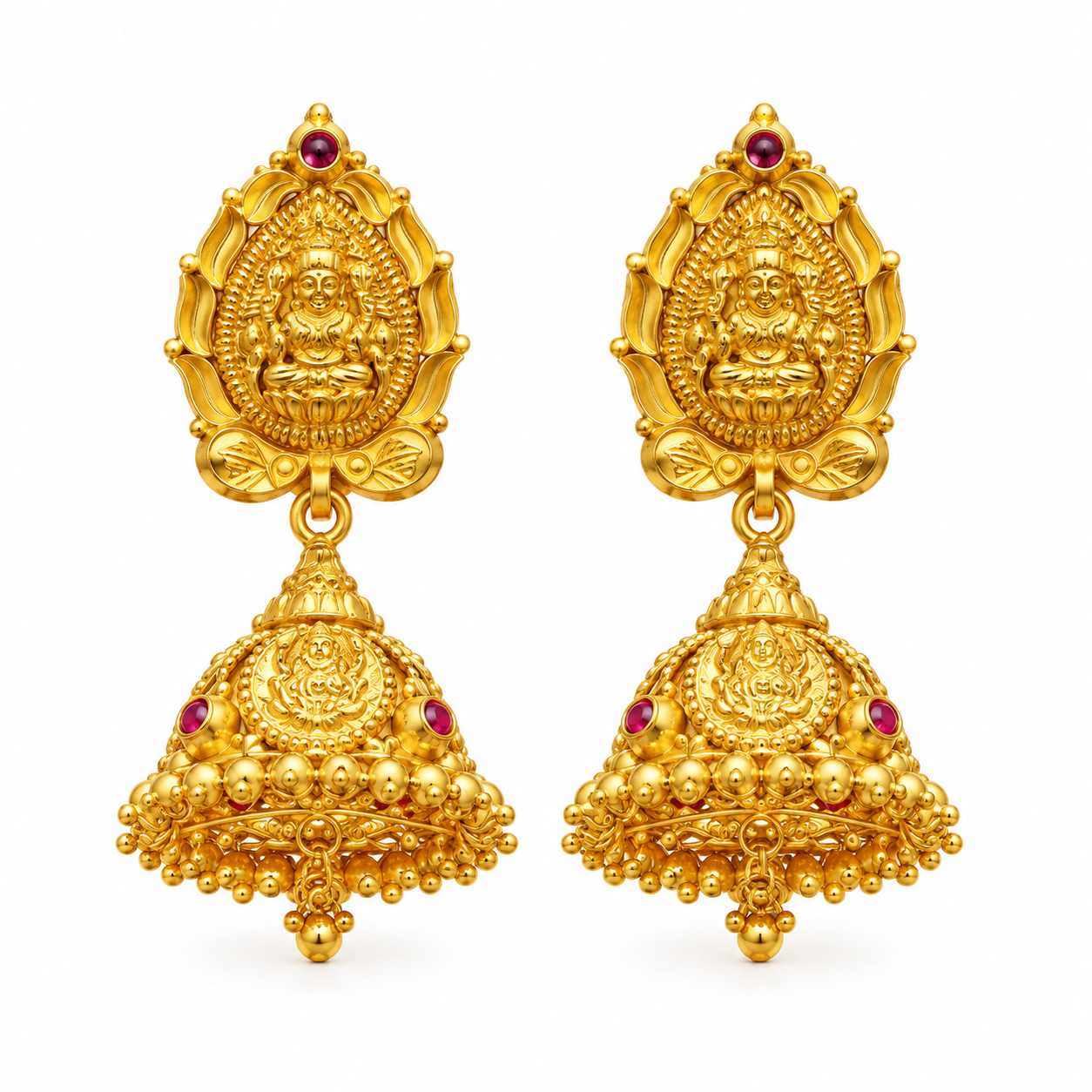 22K Gold Lakshmi Devi Temple Jhumka