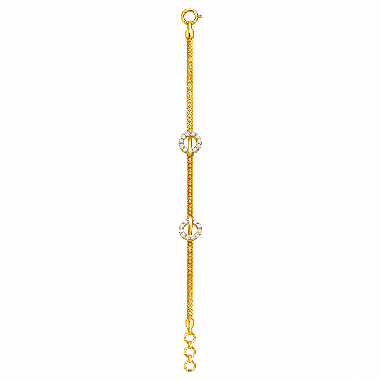9K Gold Twin Floral Sparkle Women’s Bracelet