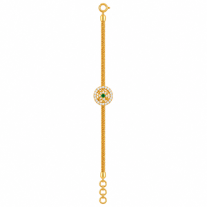 9K Gold Emerald Bloom Halo Charm Bracelet